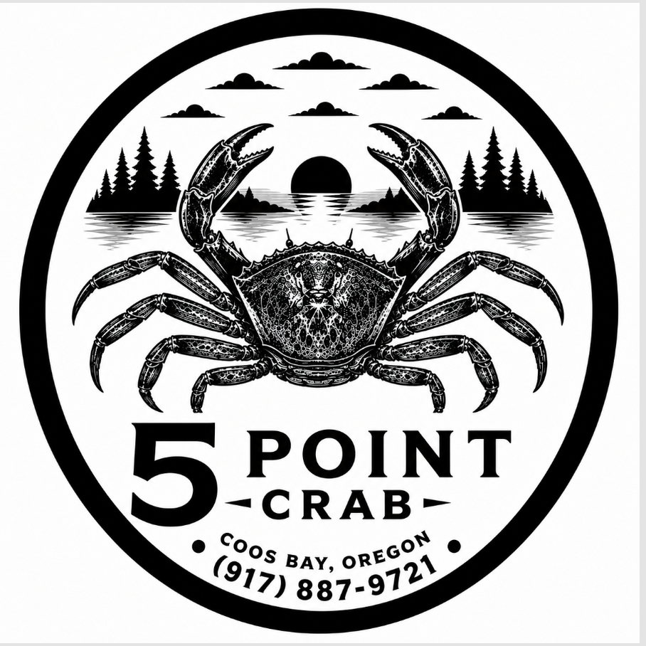 Black and white Oregon 5 Point Crab logo