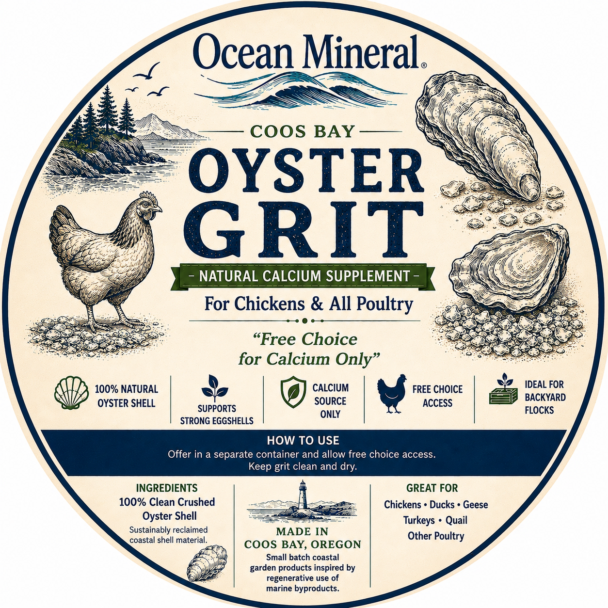 Ocean Mineral Oyster Grit product label